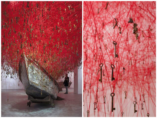 Chiharu Shiota интересно, искусство, нитки