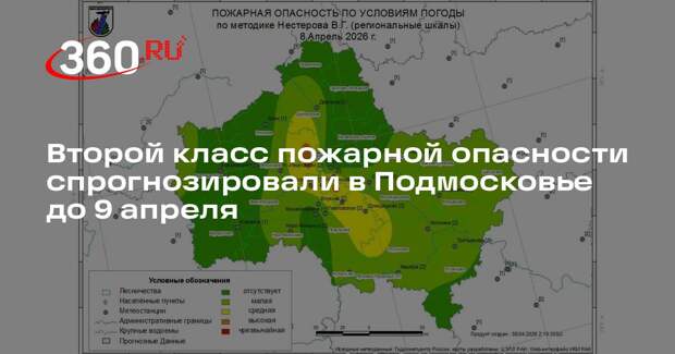 Второй класс пожарной опасности спрогнозировали в Подмосковье до 9 апреля