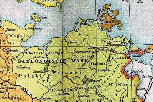 земля славян в Германии (желтым)
