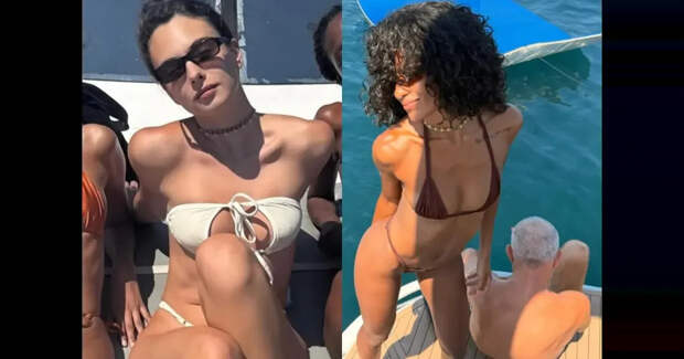 Яхта и много бикини: Венсан Кассель отдыхает в Бразилии с девушкой Нарой Баптистой, дочерью Девой от Моники Беллуччи и годовалым сыном