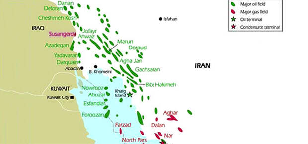 Основные нефтегазовые ресуры  Ирана (на конец 2010-х)