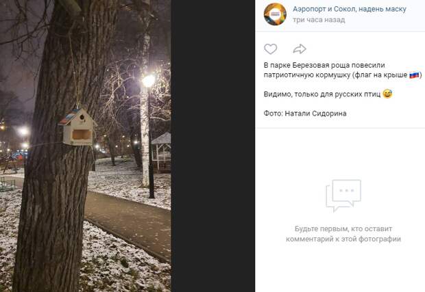 Фото дня: «русская» кормушка в Березовой роще