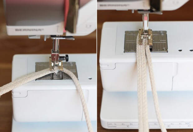 Мастерица сшила бельевую веревку цветными нитками, чтобы сделать практичную и красивую сумку...