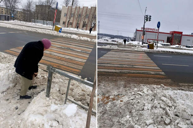 Две пенсионерки самостоятельно очистили тротуар после снегопада во Владимире