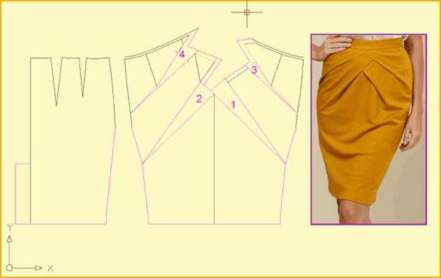 Моделирование трикотажной юбки с драпировкой 4