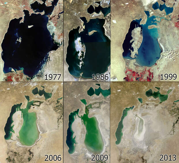 Процесс высыхания Аральского моря по годам