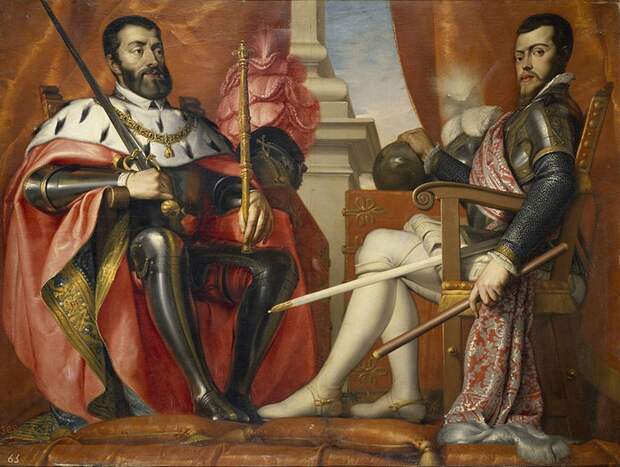 Карл V и его сын Филипп. Портрет работы Антонио Ариаса Фернандеса.