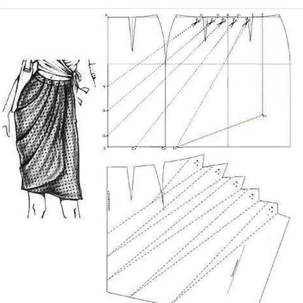 Моделирование трикотажной юбки с драпировкой 1
