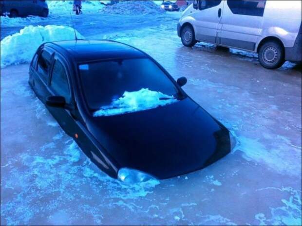 Зима авто, прикол, юмор