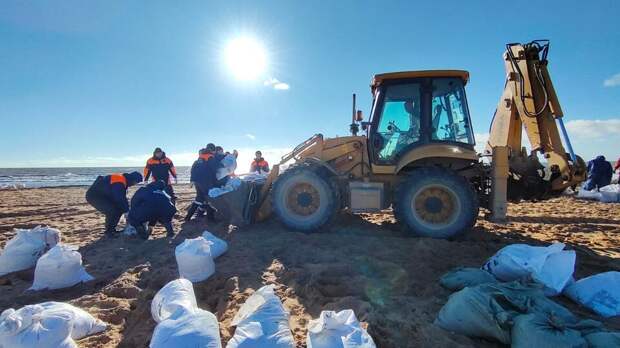 Около 15 тонн мазута вывезли с побережья Черного моря в Крыму