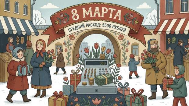 Исследование: россияне потратят на подарки к 8 Марта в среднем 5,5 тысячи рублей