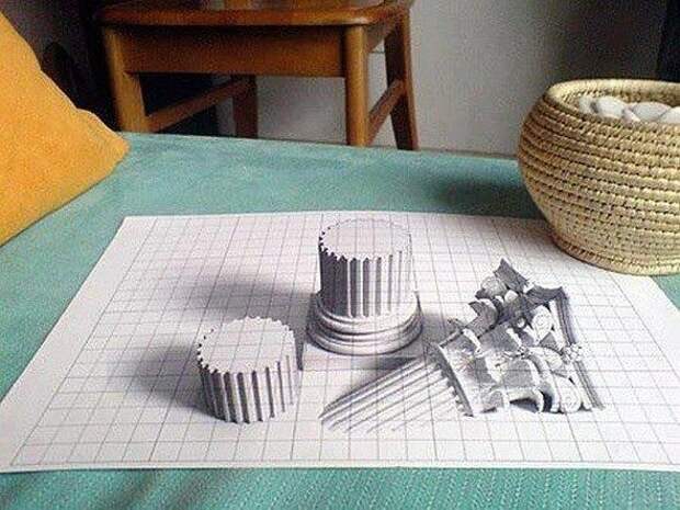 3D рисунки на бумаге