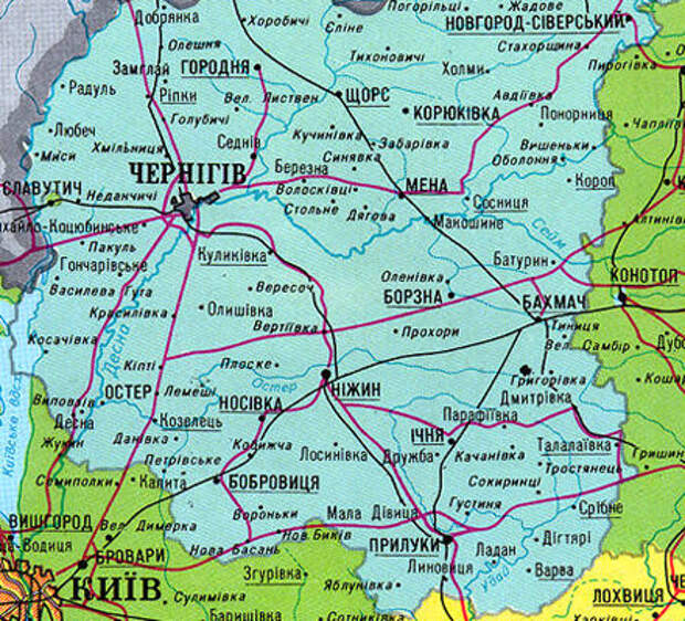 Карта черниговской области подробная с мелкими населенными пунктами подробная