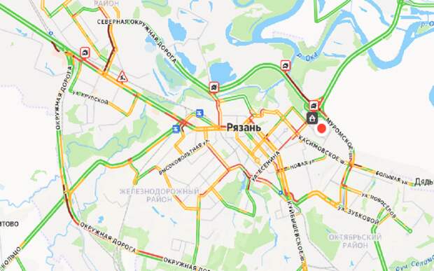 Снег и ДТП: Рязань продолжает стоять в 9-балльных пробках