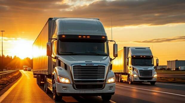 Грузовики на дороге / Изображение сгенерировано YandexGPT 5 Pro / amic.ru