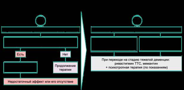 Алгоритм терапии болезни Альцгеймера. АХЭ – ацетилхолинэстераза.