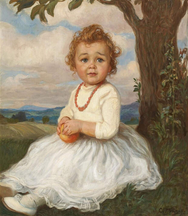 Корнель Макс «Девочка, сидящая на траве» (не является портретом ни одной из дочерей Ивана V)