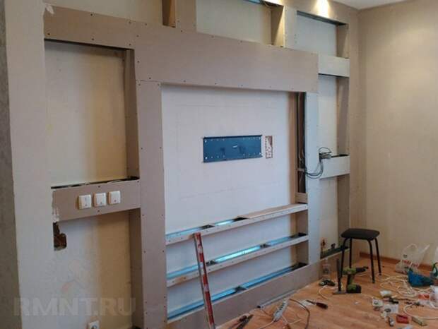Как сделать нишу под телевизор из гипсокартона своими руками