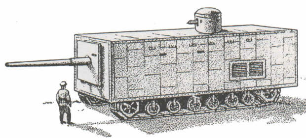 Предполагаемый внешний вид танка Менделеева (рисунок по чертежам изобретателя).
