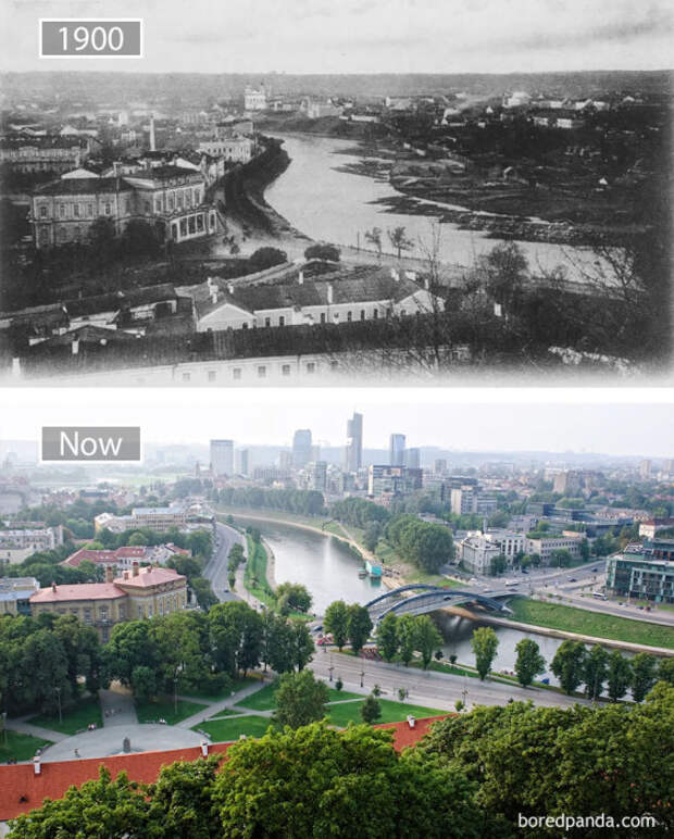 1900 год и в настоящее время.