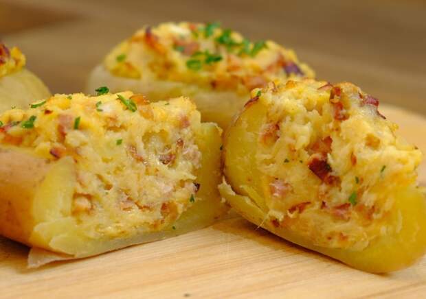 Фаршированный картофель, запеченный в духовке Картофель, Рецепт, Кулинария, Видео, Длиннопост