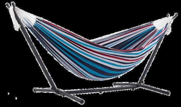 Vivere Double Cotton Hammock with Space Saving Stand