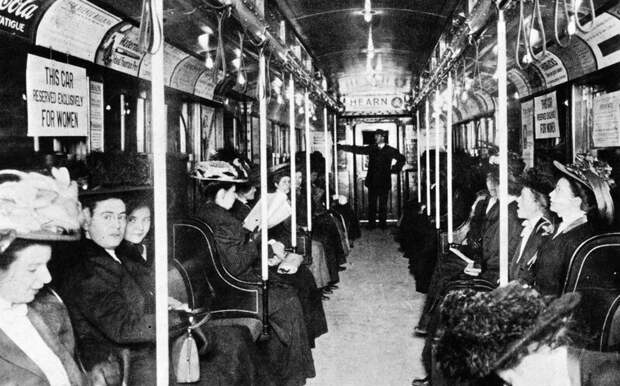 Вагон "только для женщин" в нью-йоркском метро, 1919 год. история, фото, это интересно