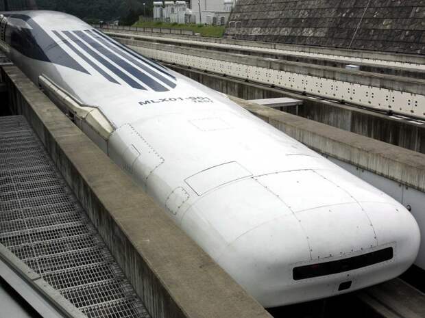Самый быстрый поезд на магнитной подушке - японский, развил скорость 480 км/ч вагоны, железнодорожные, изобретения, поезда, рельсы, факты, фантазии