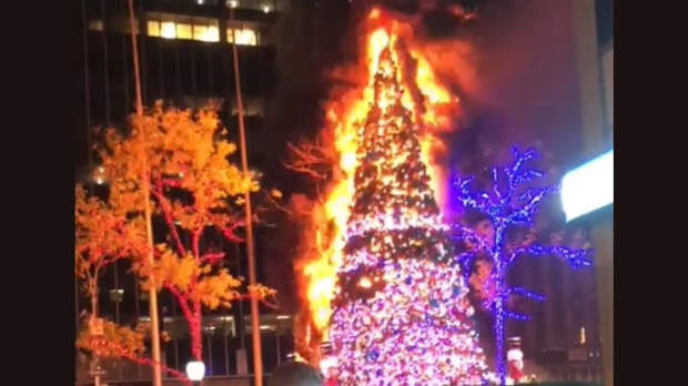Бездомный поджег рождественскую елку в центре Нью-Йорка