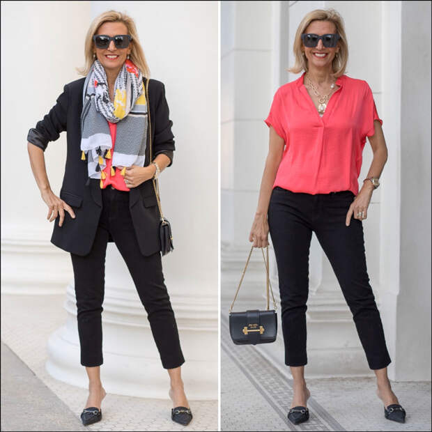Womens Fashion All Black Outfit With A Pope Of Color