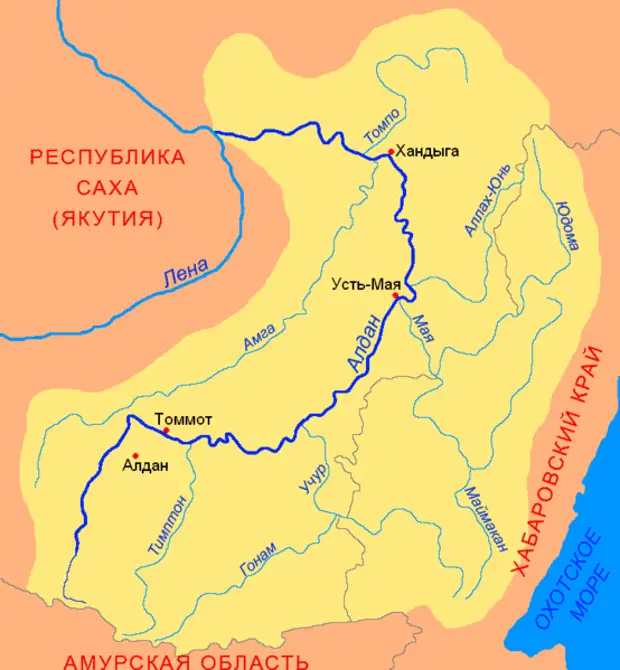 Карта притоков лены