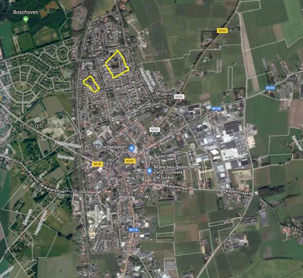 Вот эта картинка – с Google Mаps, которую снял только что Бельгия, голландия, граница