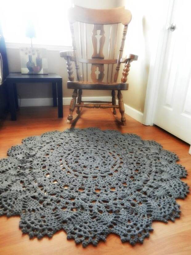 crocheted doily rug