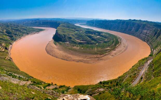 7. Желтая река (Хуанхэ) – 80 метров – вторая по длине река Китая после Янцзы. Любознательность, наш мир, реки, факты