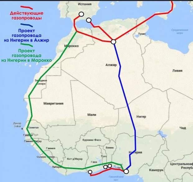 Проекты экспортных нефтепроводов из Нигерии в Европу