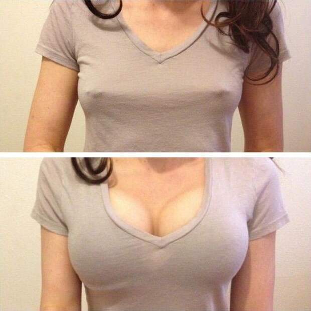 как мгновенно увеличить грудь, мгновенное увеличение груди, трюк с увеличением груди, увеличить грудь с помощью лифчиков