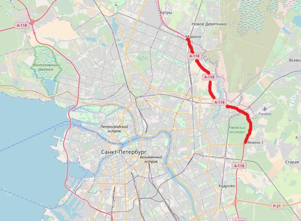 Вторая кольцевая дорога вокруг санкт петербурга план