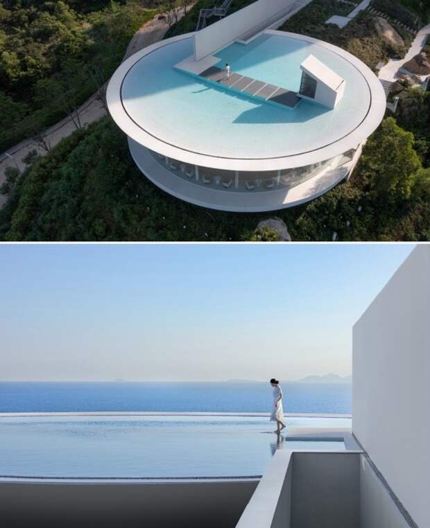 Бассейн на крыше стал не только украшением здания, но и дополнительной зоной отдыха на свежем воздухе (Water Drop Library, Хуэйчжоу). Бассейн на крыше стал не только украшением здания, но и дополнительной зоной отдыха на свежем воздухе (Water Drop Library, Хуэйчжоу).