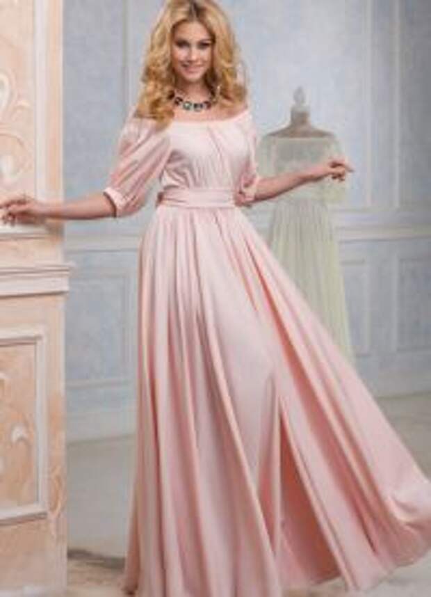 розовое платье в пол5