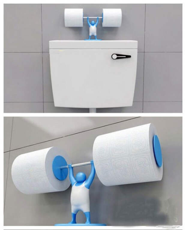 Держатель сразу для двух рулонов туалетной бумаги будет отлично смотреться, если поставить его на бачок унитаза.