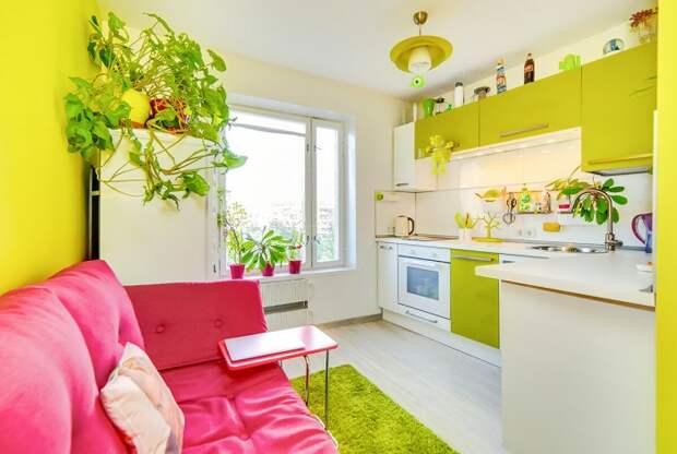 Салатовый и розовый цвета плохо сочетаются в одном помещении. / Фото: Pinterest.ru