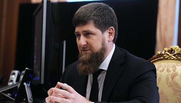 Глава Чечни Рамзан Кадыров во время встречи с президентом России Владимиром Путиным в Кремле
