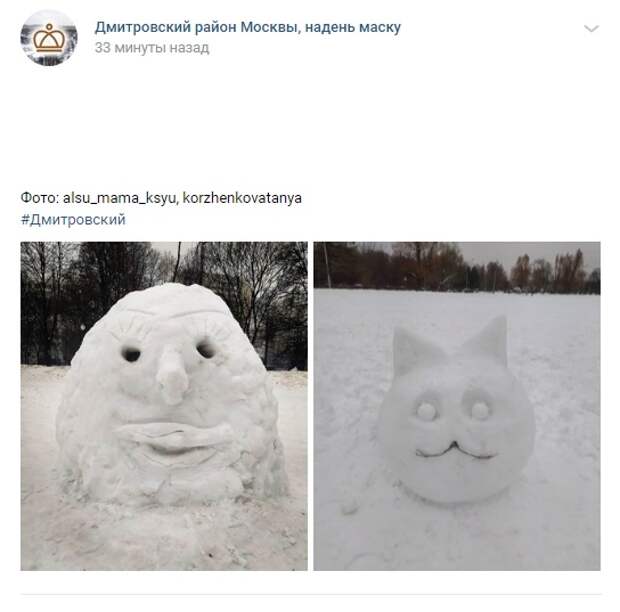 Фото дня: снежного колобка вылепили в Дмитровском