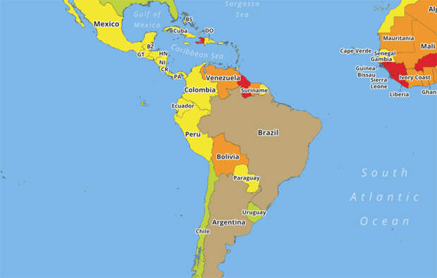 Карты самых опасных стран на планете для тех, кто планирует путешествия на 2018 год