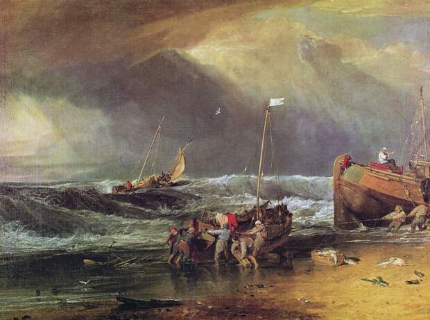 A Coast Scene with Fishermen Hauling a Boat Ashore, 1803.jpg
