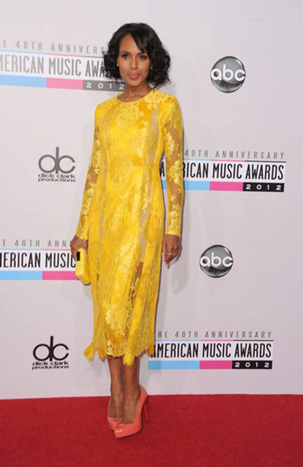 Керри Вашингтон в желтом гипюровом платье