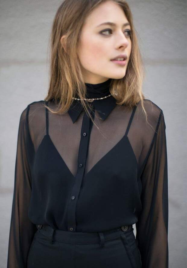 Прозрачная черная блузка для создания сексуального и одновременно сдержанного образа
