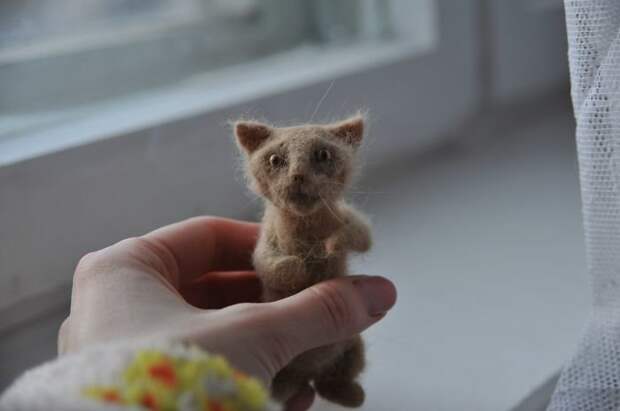 Рукодельница создала мини-версию своего кота из его же шерсти