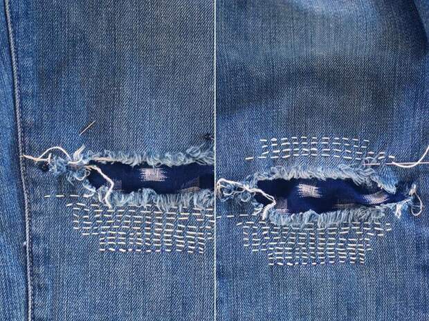 Заплатки на джинсы в японской технике
