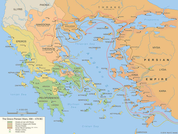 Карта греко-персидской войны (события 499–479 годов до н.э.). deviantart.net - Артемисия из Галикарнаса | Warspot.ru